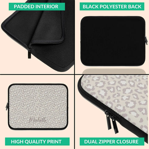Nude Leopard Custom Name Laptop Sleeve